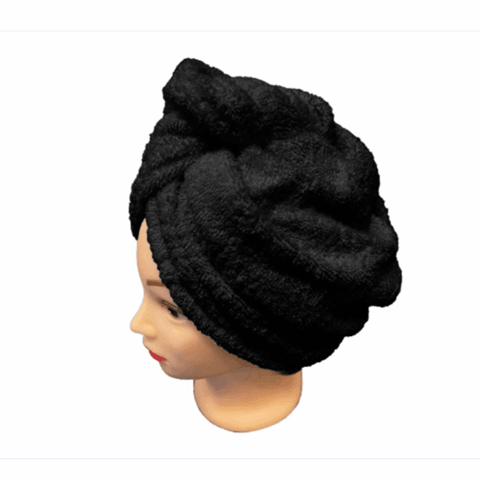 2 Rychleschnoucí froté turban na vlasy,černý R1F332 - Obrázek 1