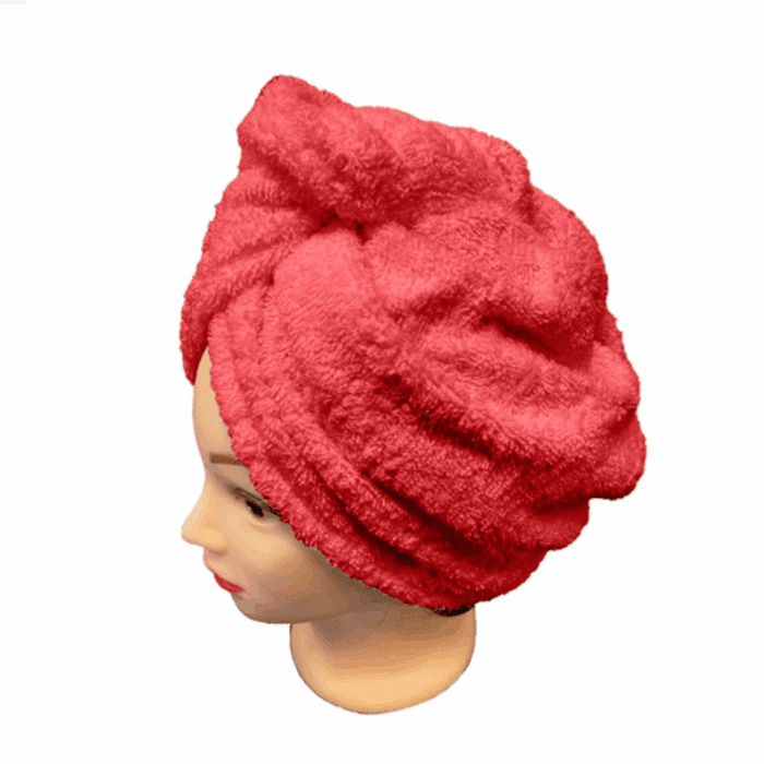 3 Rychleschnoucí froté turban na vlasy,červený R1F333 - Obrázek 1