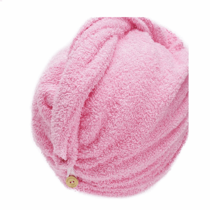7 Rychleschnoucí froté turban na vlasy, růžový R1F337 - Obrázek 1