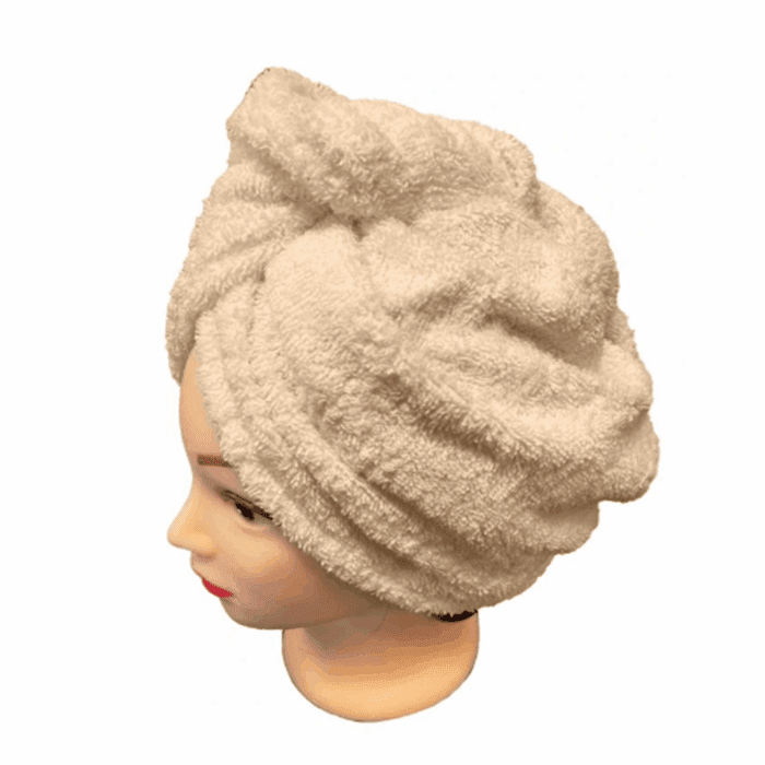 Rychleschnoucí froté turban na vlasy, Béžový  R1F338 - Obrázek 1