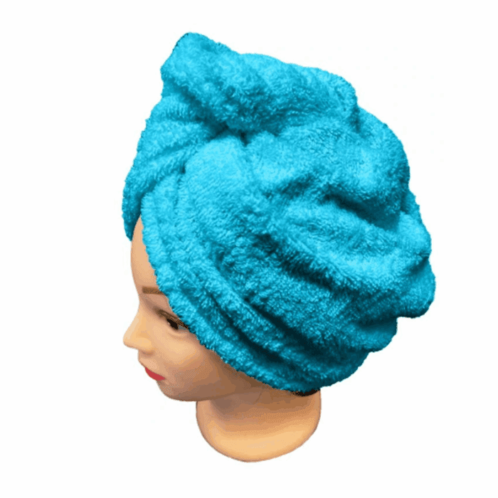 9 Rychleschnoucí froté turban na vlasy, tyrkysový R1F339 - Obrázek 1