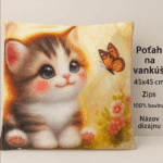 Potah na polštář – Kotě a motýl V987